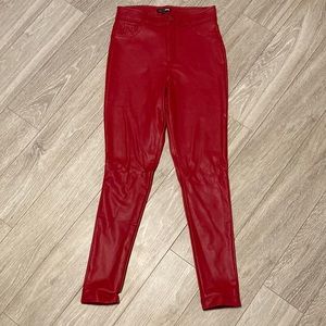 Red Faux Leather Pants